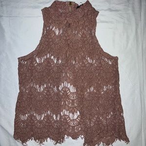 Light Mauve Lace Mock Top